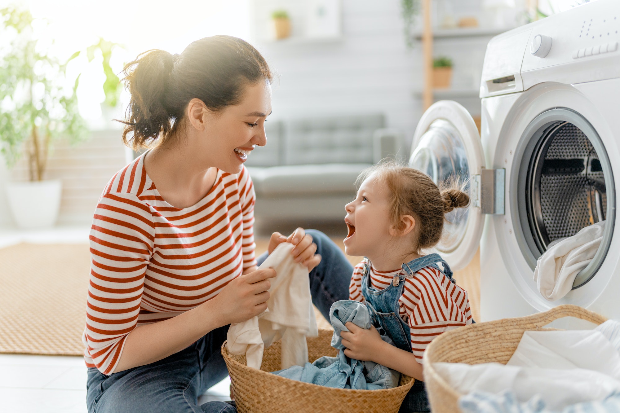 family doing laundry