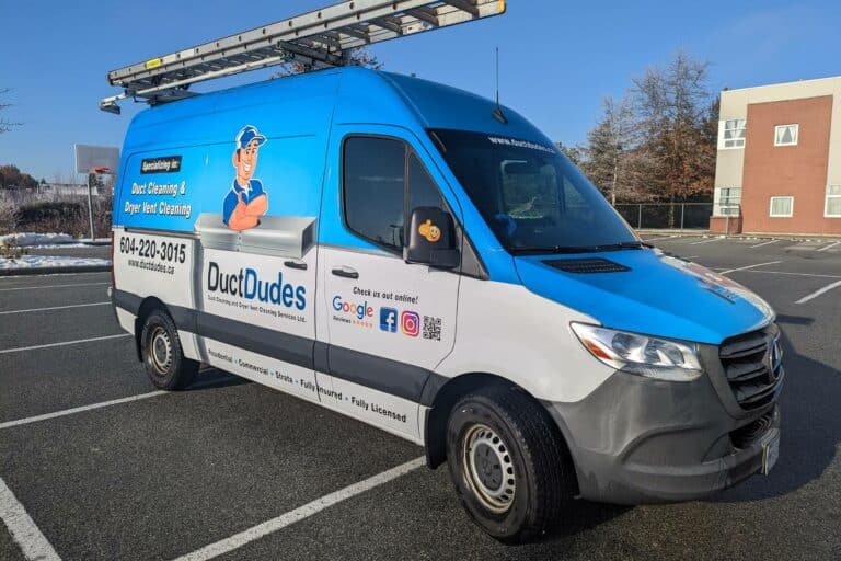 air duct cleaning truck in parking lot