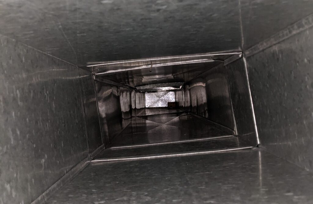 cleaned air duct free of dirt and debris