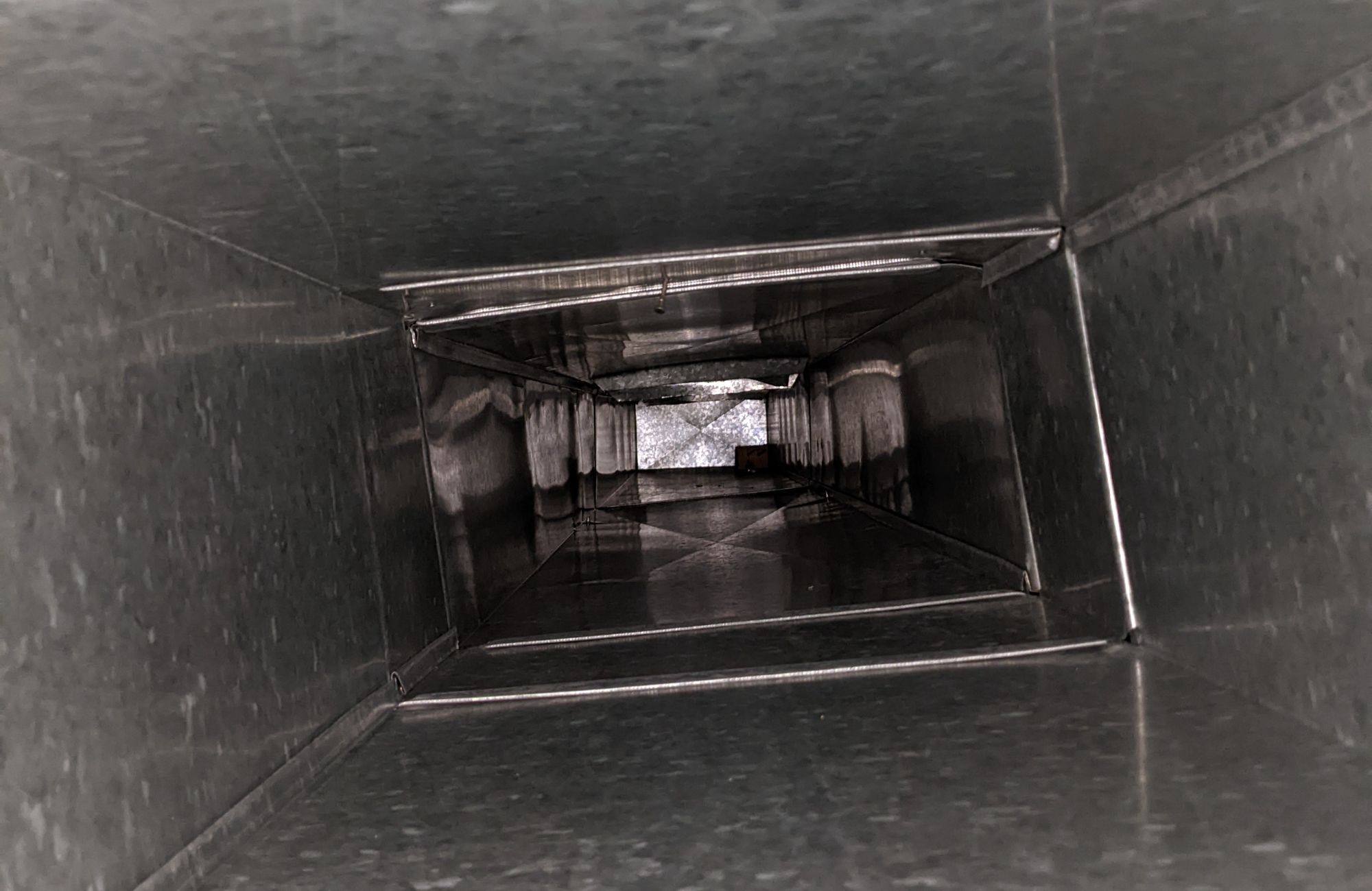 cleaned air duct free of dirt and debris